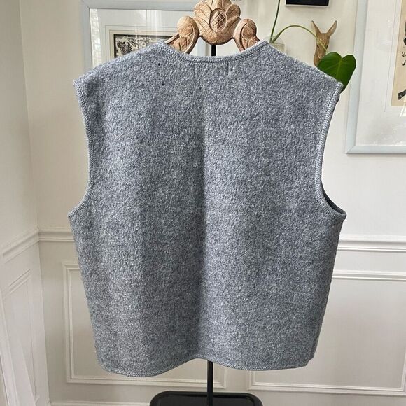 Vintage Boiled Wool Sheep Applique Full Zip Vest Grey XL - Picture 7 of 9